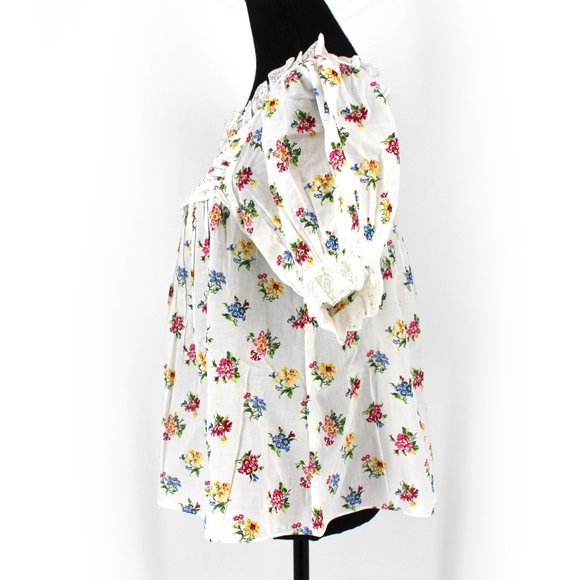 Doen Frances Top Fleurs De Jonquille White Organic Cotton Lace Trim Medium M NEW - Picture 5 of 8